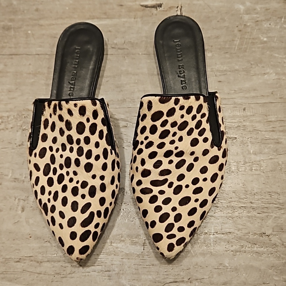 💕JENNI KAYNE💕 Pony Hair Mules ~ Cheetah Print EU 37.5
